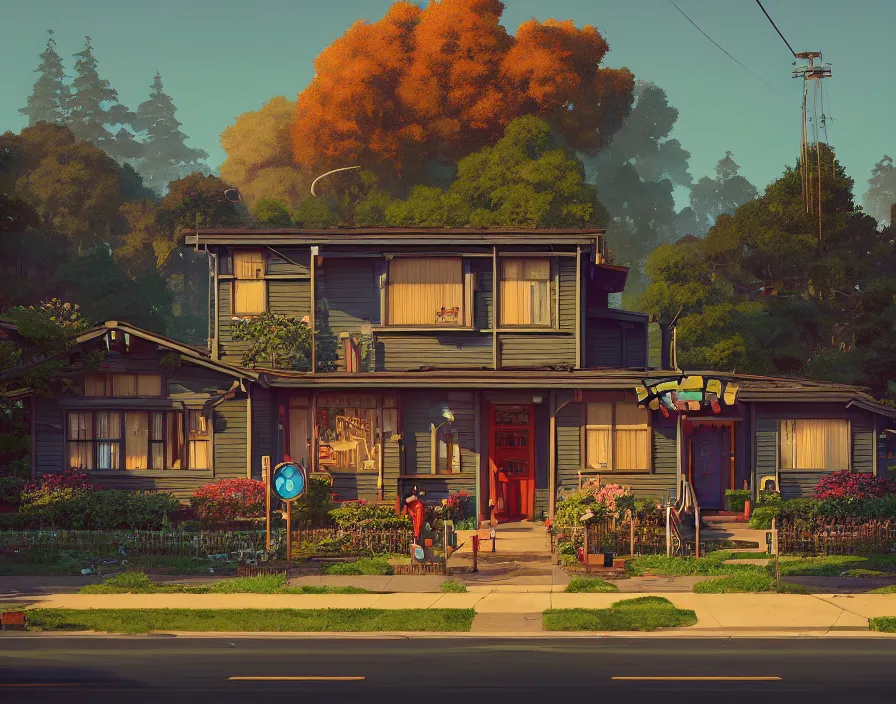 Prompt: craftsman home, idyllic 1950s suburb by Asher Durand. artwork by Tooth Wu and wlop and beeple and dan mumford and greg rutkowski and nekroxiii. halo. octane render, cinematic, hyper realism, octane render, 8k, depth of field, bokeh. iridescent accents. vibrant.