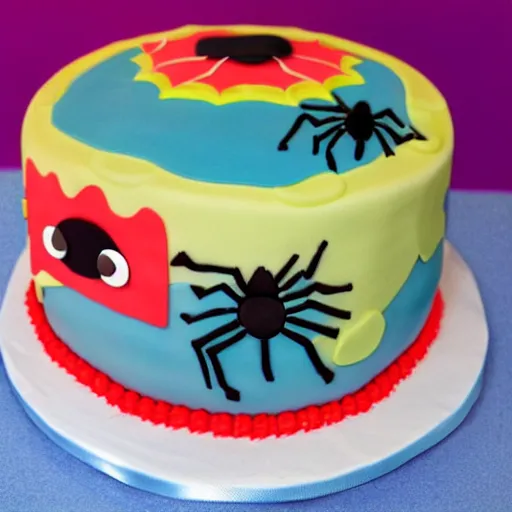 Prompt: spider birthday cake for girls,