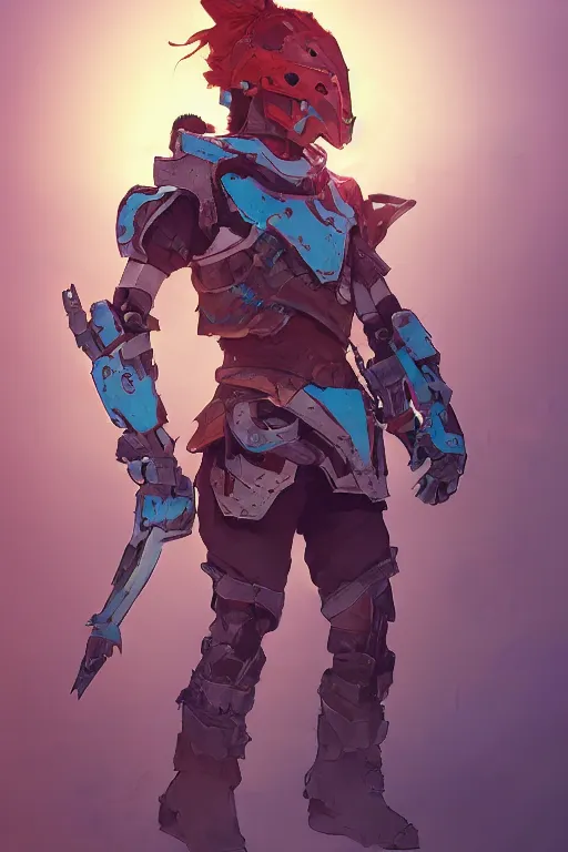 Image similar to combination suit armor aloy horizon forbidden west horizon zero dawn robot ninja mask helmet backpack tribal, art gta 5 comics, official fanart behance hd artstation by jesper ejsing, by rhads, makoto shinkai and lois van baarle, ilya kuvshinov, ossdraws radiating a glowing aura cgi rtx 2 0 2 2