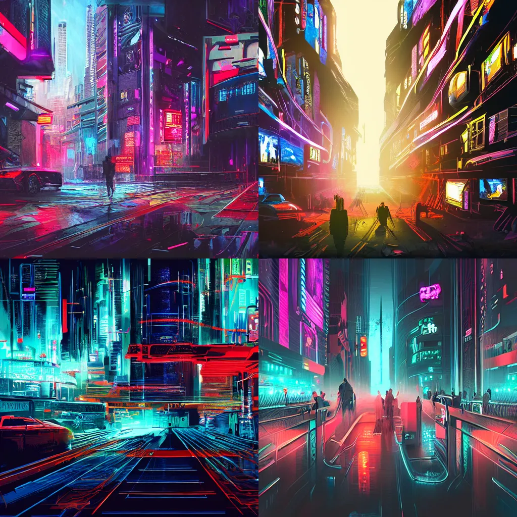 Prompt: banner land in real time cyberpunk art