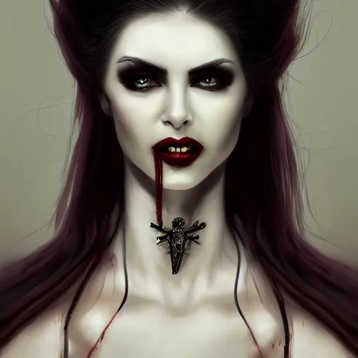 Prompt: the vampire woman portrait, fantasy art, concept art, photorealistic, highly detailed, -H 1000