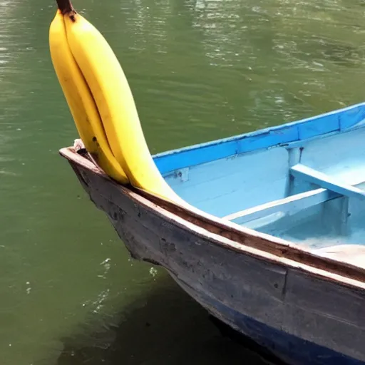 Prompt: friendly banana in a boat