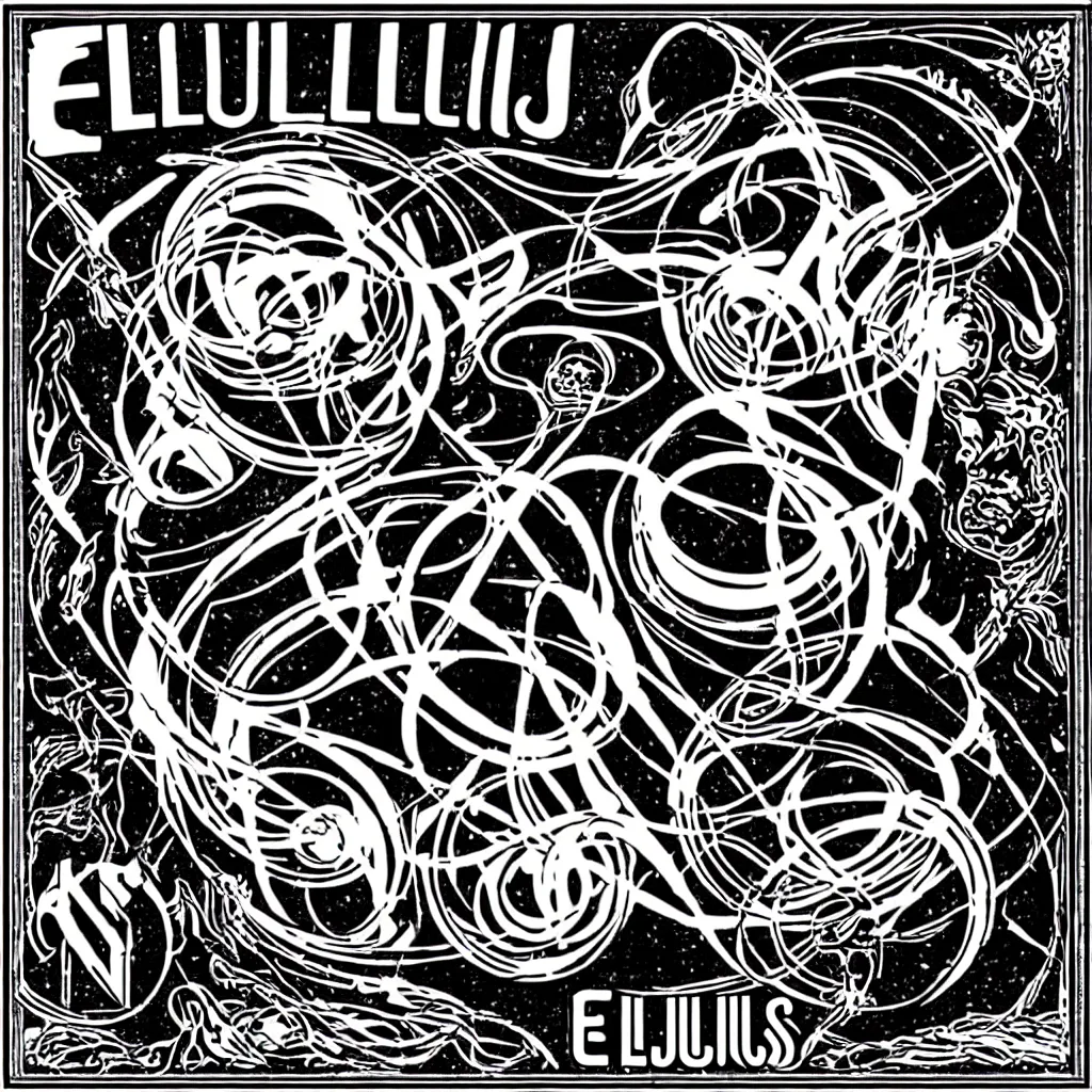 Image similar to Ellüs band logo named, 70s progressive rock inspired logo