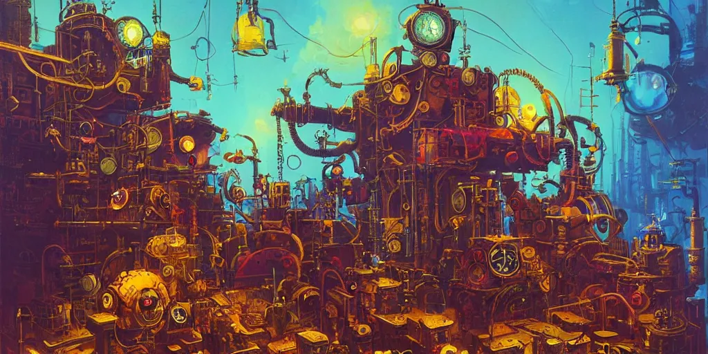 Image similar to A rat engineer with steampunk goggles is building a steam machine, art by PAUL LEHR