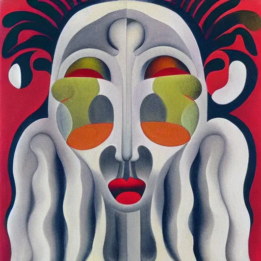 Image similar to floral face portrait by leonetto cappiello and wojciech siudmak and ernst fuchs, anni albers, oil on canvas