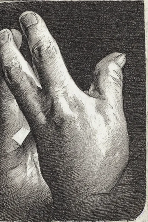 Prompt: how to draw a hand by Hogarth