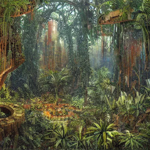a painting of a jungle ruins, mosaic floor, stained, Stable Diffusion