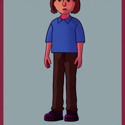 Image similar to eleven from stranger things as a family guy character, full body highdetail, artstation