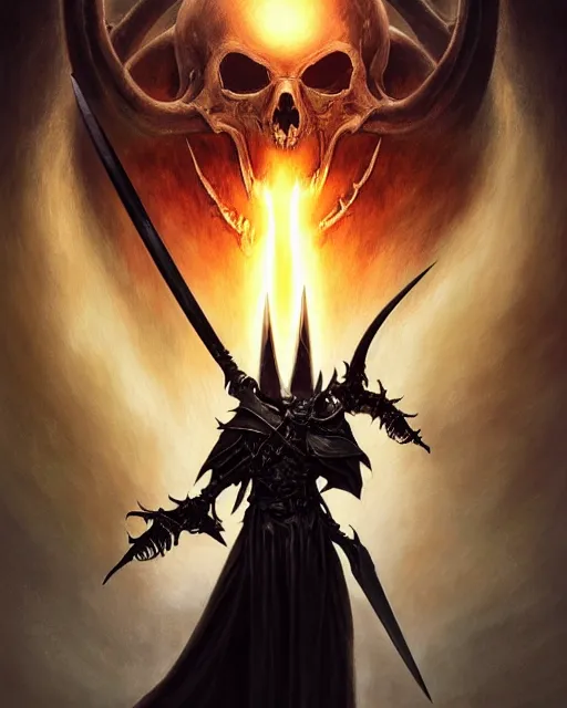 Image similar to The last enemy that shall be destroyed is death, full body image, artwork by artgerm, Luminism, Behance HD, medievil spear, broad sword, D&D, extraordinary phenomenon, fantasy, intricately detailed, elegant, digital painting, smooth, sharp focus, art by Greg Rutkowski, art by Ruth Asawa, art by Tim Burton, art by Ted Nasmith, art by H.R. Giger