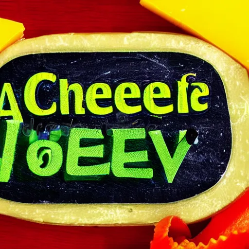 Image similar to a cartoon cheese with a green participation badge, stock art, 4K
