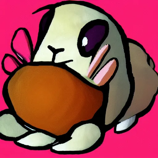 Image similar to rabbit looks like a ball, cartoon style