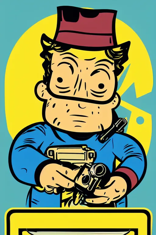 Image similar to fallout 7 6 retro futurist illustration art by butcher billy, sticker, colorful, illustration, highly detailed, simple, smooth and clean vector curves, no jagged lines, vector art, smooth andy warhol style