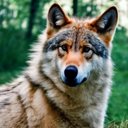 Prompt: professional photograph of a light brown tan and cream wolf, high quality, hd, 8 k, 4 k, magnificent, award - winning, nature, nature photography, awe - inspiring, highly detailed, amazing