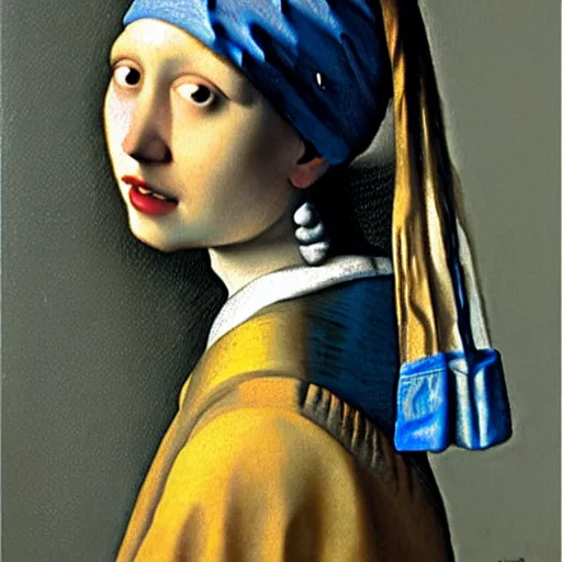 Prompt: the girl with the oyster earring by johannes vermeer