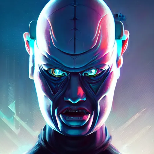 Image similar to a portrait of Ben Shapiro, cybernetic pinhead, cyberpunk concept art by pete mohrbacher and wlop and artgerm and josan gonzales, digital art, highly detailed, intricate, sci-fi, sharp focus, Trending on Artstation HQ, deviantart, unreal engine 5, 4K UHD image