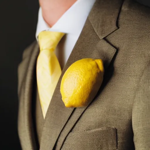 Image similar to a lemon wearing a suit