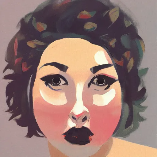 Image similar to hedgehog lady in the style of michael carson