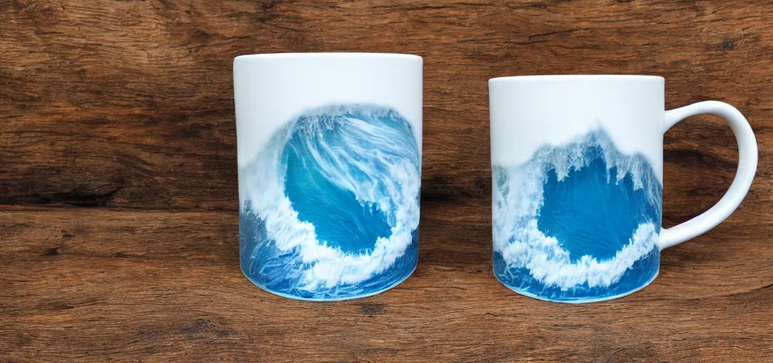 Image similar to A mug with a tsunami inside