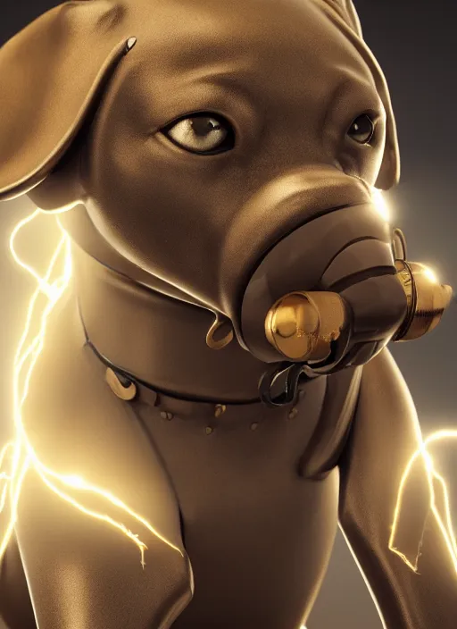 Prompt: a macro photo of amazing steampunk dog with tuby eyes and steam tubes legs, volumetric lightning, octane render, 4 k, hd, realistic reflections, extremely high detailed, soft lightning, trending on artstation, masterpiece, high resolution, bronze, gold, soft lightning