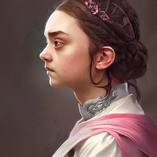 Prompt: portrait of an Arya Stark Hello Kitty hybrid, D&D, fantasy, intricate, elegant, highly detailed, digital painting, artstation, concept art, smooth, sharp focus, illustration, art by artgerm and greg rutkowski and alphonse mucha