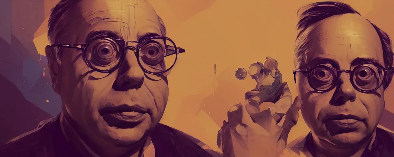 Image similar to duotone concept illustration 3 / 4 portrait of science fiction author stanislaw lem. cinematic volumentric lighting retrofuturistic. golden ratio accidental renaissance. by sachin teng and sergey kolesov and ruan jia and heng z. graffiti art, scifi, fantasy, hyper detailed. octane render. concept art. trending on artstation