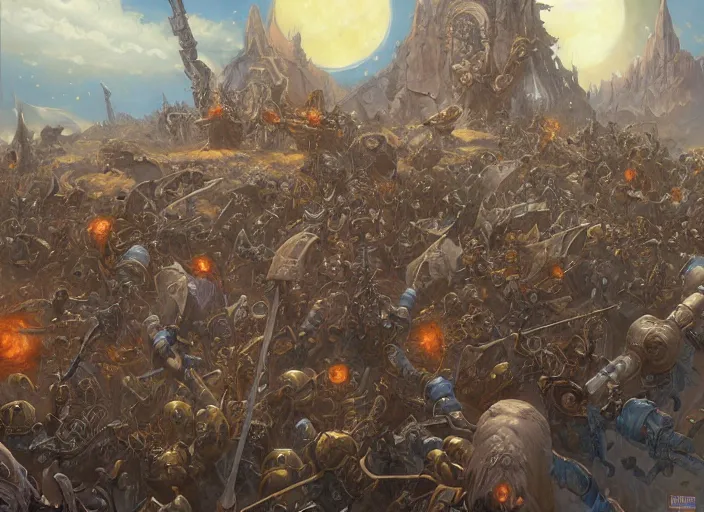 Image similar to beautiful as the moon, terrible as an army with banners. art by tyler edlin and donato giancola