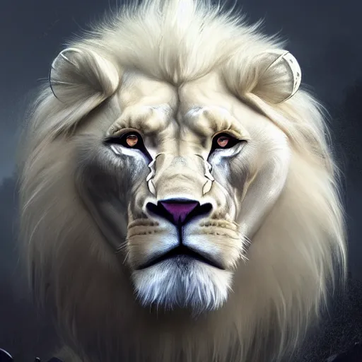 Image similar to a beautiful award winning commission of an anthro albino lion dressed in knight armour,digital art,art by greg rutkowski,character design by charles bowater,ross tran,photorealistic,highly detailed,detailed face,4k,dramatic,deviantart,artstation