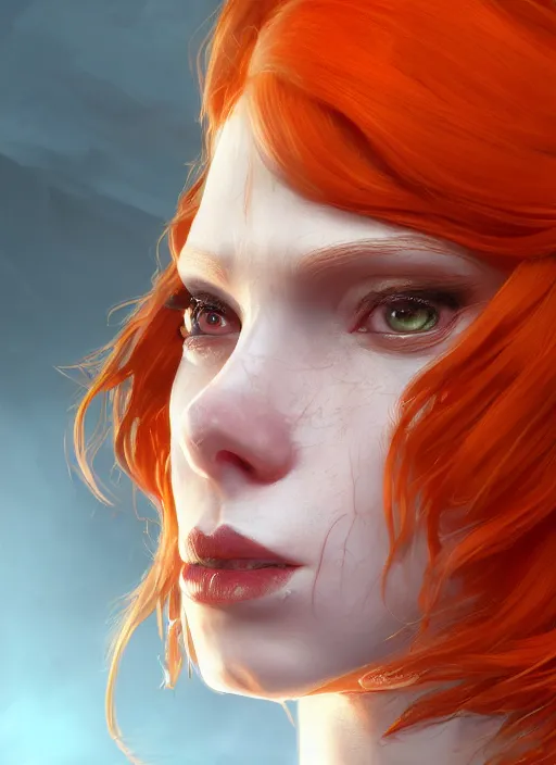 Image similar to biohazard portrait of black widow orange hair girl bioshock, au naturel, hyper detailed, digital art, trending in artstation, cinematic lighting, studio quality, smooth render, unreal engine 5 rendered, octane rendered, art style by klimt and nixeu and ian sprigger and wlop and krenz cushart