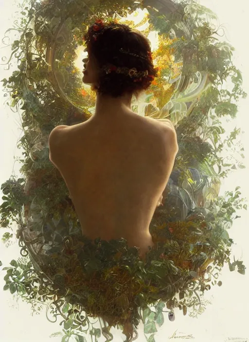 Prompt: hyper realistic photographer looking through a vintage medium format camera, design on white background, beautiful details, lush foliage cyberpunk, gold, drawn by john singer sargent, tom bagshaw, norman rockwell, alphonso mucha, lolish, trending on artstation