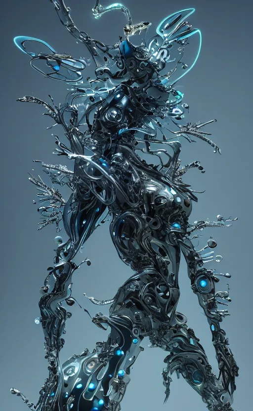 Image similar to hard surface form fused with organic form fashion outfit design, rainbow iridescent accents, full body frontal view, Peter mohrbacher, zaha hadid, tsutomu nihei, emil melmoth, zdzislaw belsinki, Craig Mullins, yoji shinkawa, trending on artstation, beautifully lit, hyper detailed, insane details, intricate, elite, ornate, elegant, luxury, CGsociety, hypermaximalist, golden ratio, octane render, weta digital, micro details, ray trace, 8k