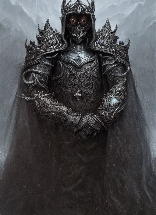 Image similar to a highly detailed character portrait of the Lich King, ornate gothic armor, intricate, digital painting, artstation, intricate, concept art, smooth, sharp focus, illustration, art by Zdzislaw Beksinski