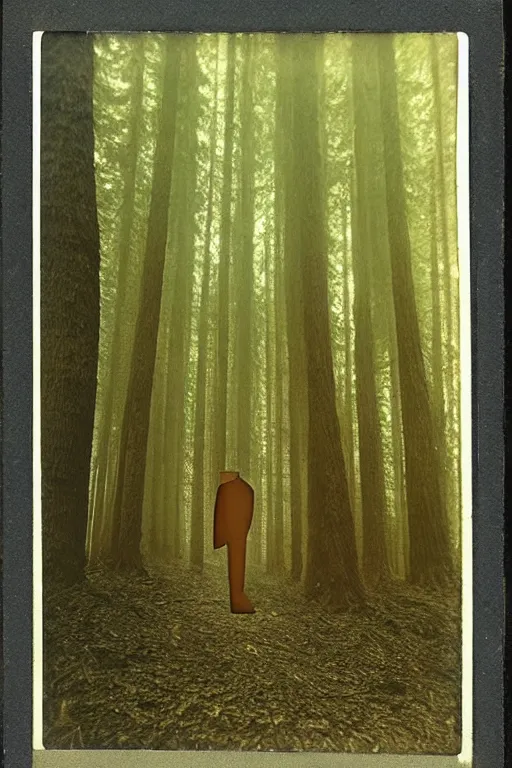 Image similar to man made of forest, surreal, 1 9 1 0 polaroid photo