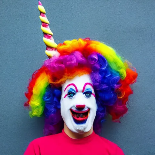 Image similar to photo of a unicorn clown