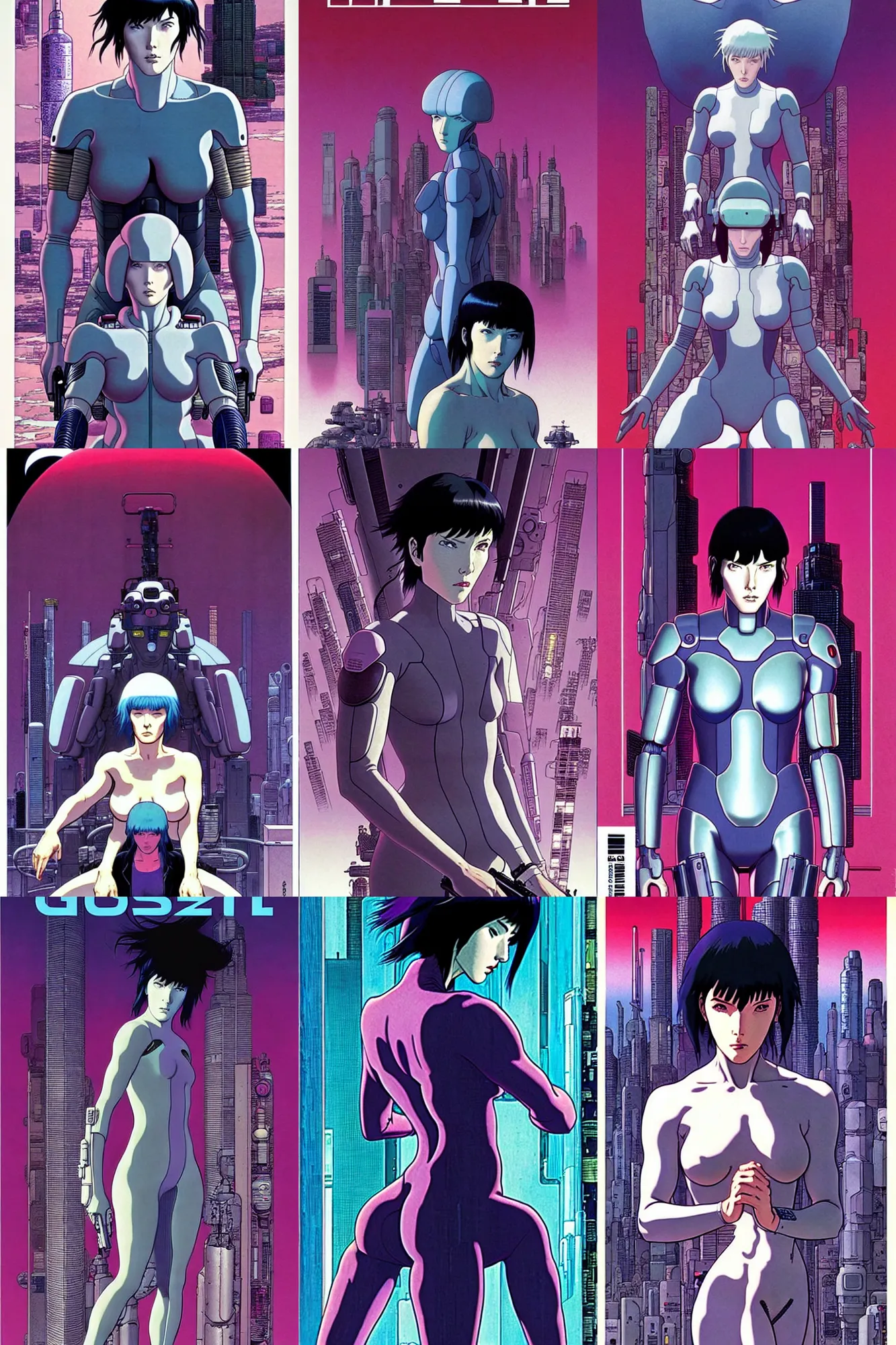 Prompt: the ghost in the shell cover art. muted colors. by mœbius!!!!!!!!!!!!!!!!!!!!!!!!!!!