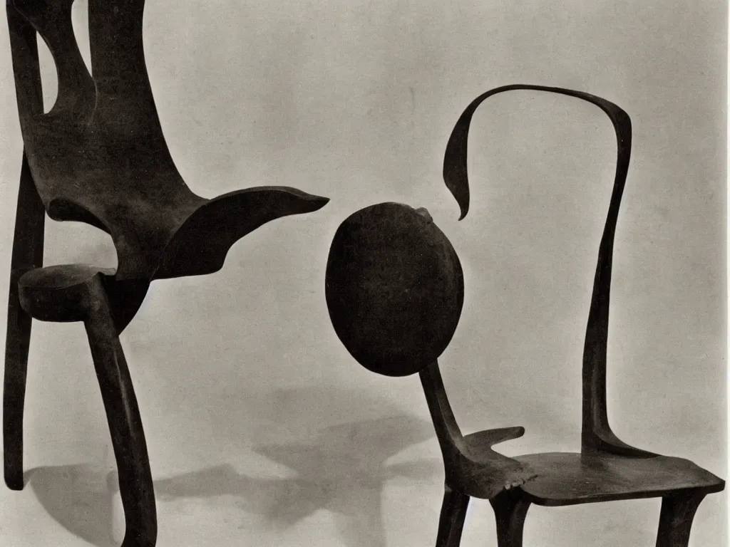 Image similar to modernist chair with bread. karl blossfeldt, salvador dali