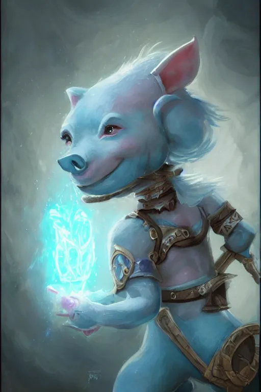 Prompt: anthropomorphic warrior piglet, pale blue armor, cute and adorable, pretty, beautiful, DnD character art portrait, matte fantasy painting, DeviantArt Artstation, by Jason Felix by Steve Argyle by Tyler Jacobson by Peter Mohrbacher, cinematic lighting