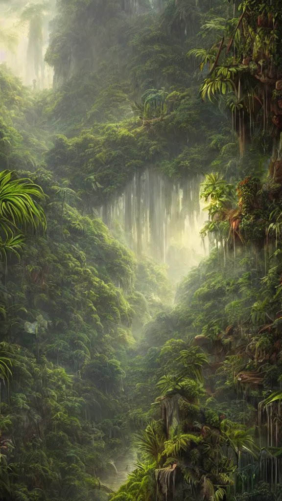 Prompt: Trending on artstation, beautiful jungle, detailed matte painting, oil on canvas