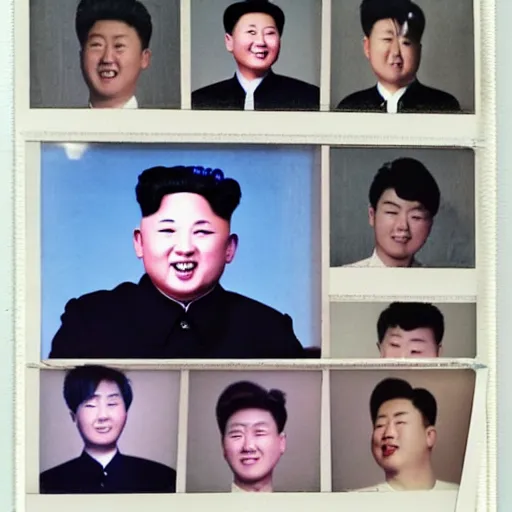 Image similar to kim jong - un in a korean boy band, polaroid picture
