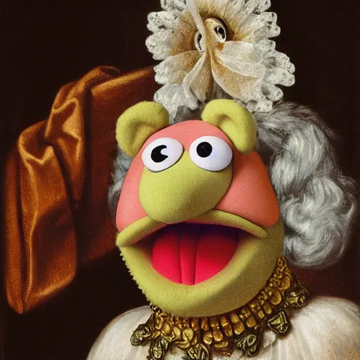 Image similar to baroque portrait of a muppet.