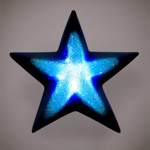 Image similar to dark blue glowing ceramic star shape, photograph