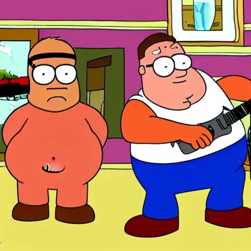 Image similar to peter griffin family guy playing an epic guitar solo