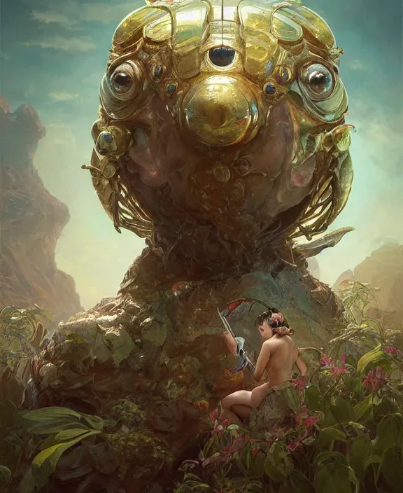 Image similar to portrait of a adorable childlike insect alien monster, milky way environment, ultra realistic, concept art, intricate details, cheerful, highly detailed, photorealistic, octane render, 8 k, unreal engine. art by artgerm and greg rutkowski and alphonse mucha