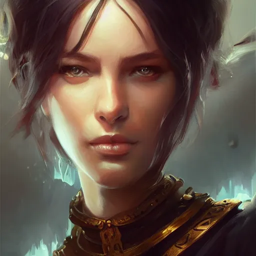 Image similar to aria lee, d & d, fantasy, portrait, highly detailed, digital painting, trending on artstation, concept art, sharp focus, illustration, art by artgerm and greg rutkowski and magali villeneuve