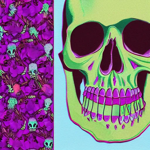 Image similar to color palette and a skull