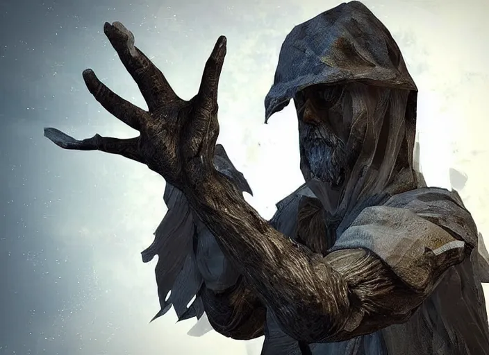 Prompt: digital art of a sorcerer made of plastic by paul mavrides and leon chwistek for sale on facebook marketplace and cryengine nice hand