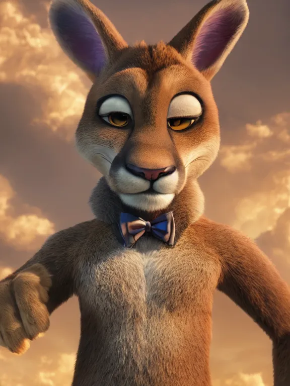 Image similar to a film still from the movie zootopia main character portrait anthro anthropomorphic mountain lion head animal person fursona wearing suit and tie pixar disney dreamworks animation sharp rendered in unreal engine 5 octane key art by greg rutkowski bloom dramatic lighting modeling expert masterpiece render