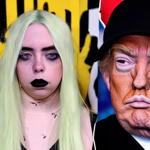 Prompt: a crossover between Billie Eilish and Donald Trump