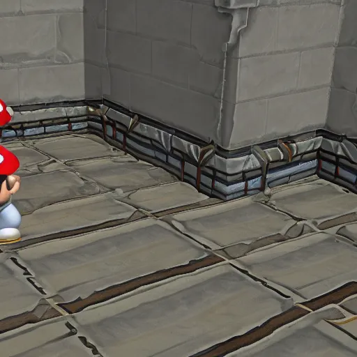 Image similar to A bot in the game Super Mario 64, unreal engine, highly detailed, 8k