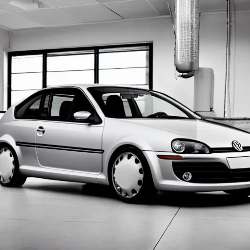 Image similar to a 2002 volkswagen w12 nardó inside a showroom with studio lighting