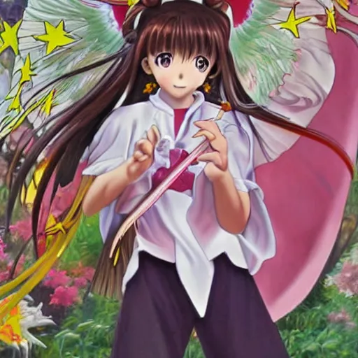 Prompt: Sakura from cardcaptor Sakura facing the absolute horror, very detailled fantasy art, trending